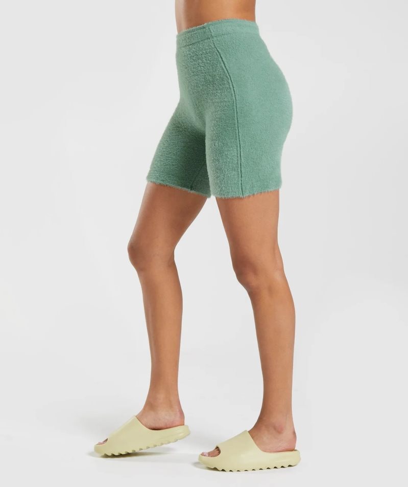 Women's Gymshark Whitney Eyelash Knit Shorts Green | NZ 1JECSQ